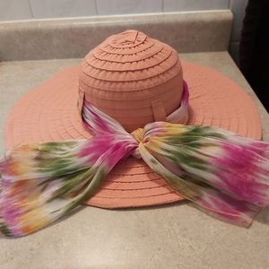 Scala Pink Polyester Sunhat with Colourful Bow